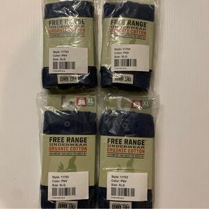 Four (4) Pairs NWT Duluth Trading Co Free Range Organic Cotton Boxers Navy XL